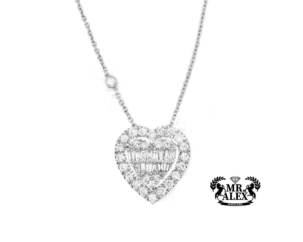 14K Big 3D Heart Diamond Necklace 1.15ct - Mr. Alex Jewelry