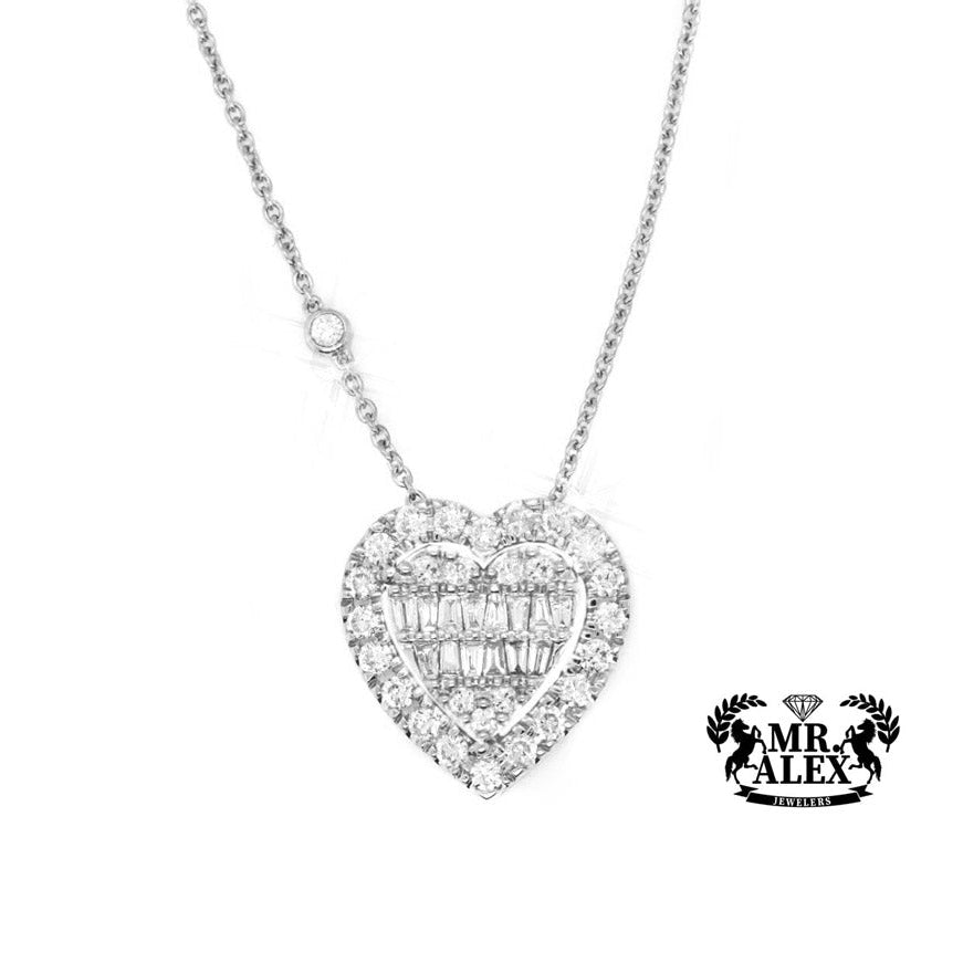 14K Big 3D Heart Diamond Necklace 1.15ct - Mr. Alex Jewelry