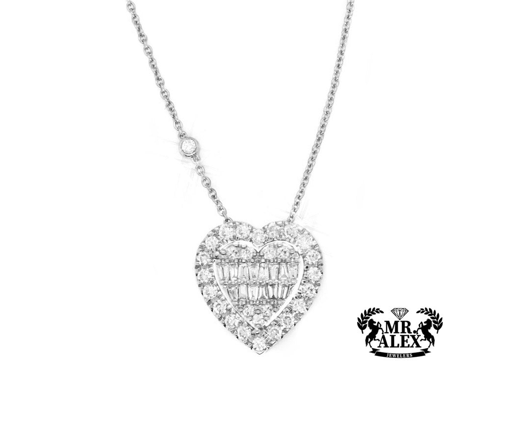 14K Big 3D Heart Diamond Necklace 1.15ct - Mr. Alex Jewelry