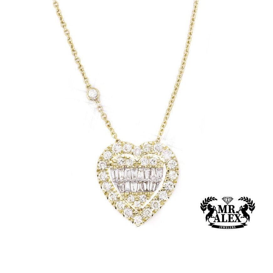 14K Big 3D Heart Diamond Necklace 1.15ct - Mr. Alex Jewelry