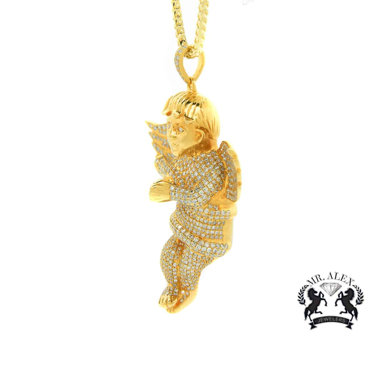 14K Big Angel Pendant 5.5CT Yellow Gold - Mr. Alex Jewelry