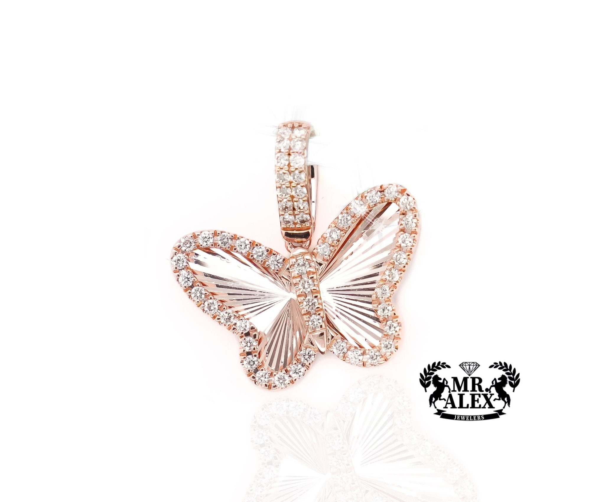 14K Butterfly Whispers Diamond Pendant 0.45ct - Mr. Alex Jewelry
