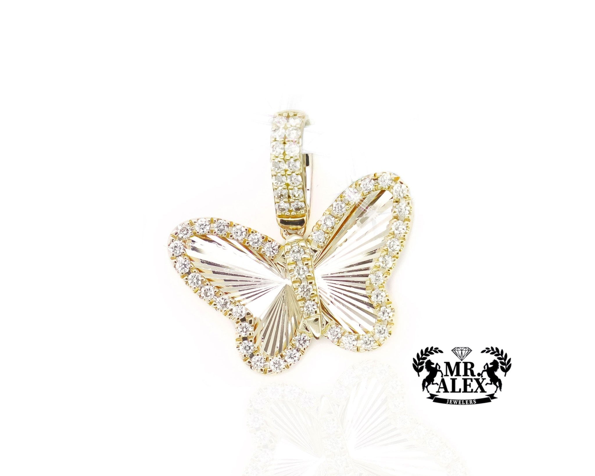 14K Butterfly Whispers Diamond Pendant 0.45ct - Mr. Alex Jewelry
