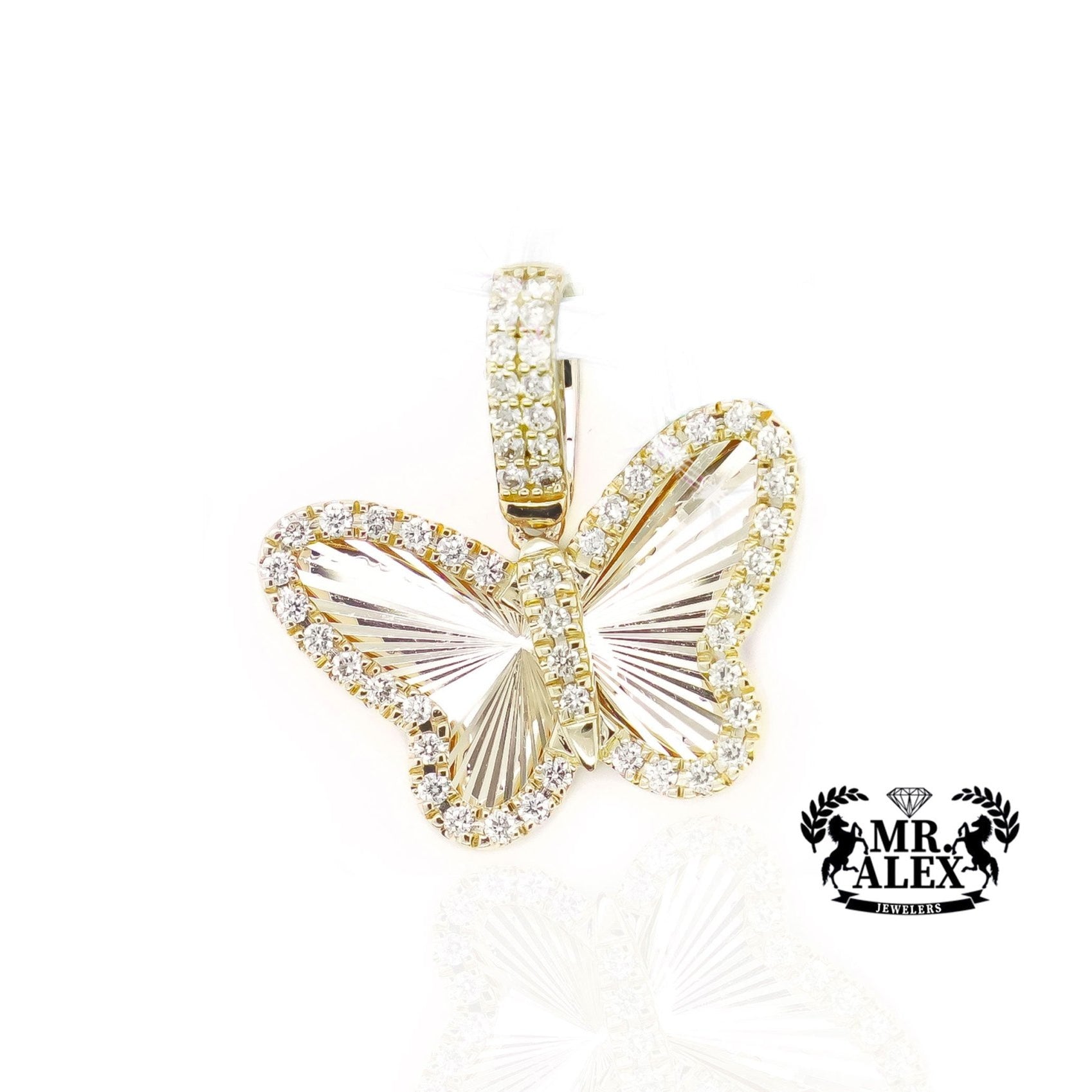 14K Butterfly Whispers Diamond Pendant 0.45ct - Mr. Alex Jewelry