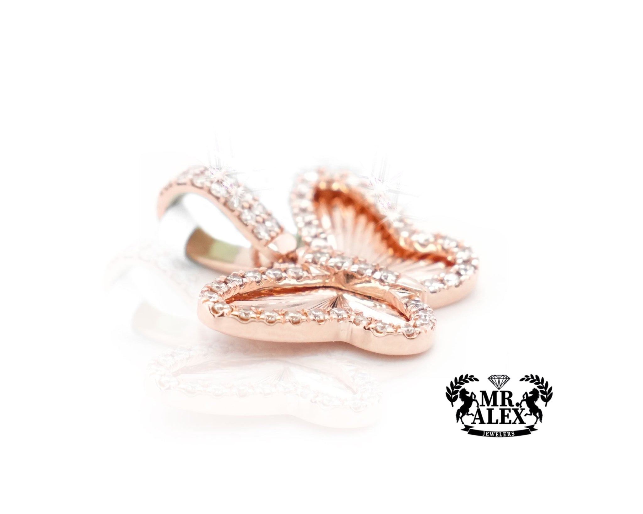 14K Butterfly Whispers Diamond Pendant 0.45ct - Mr. Alex Jewelry