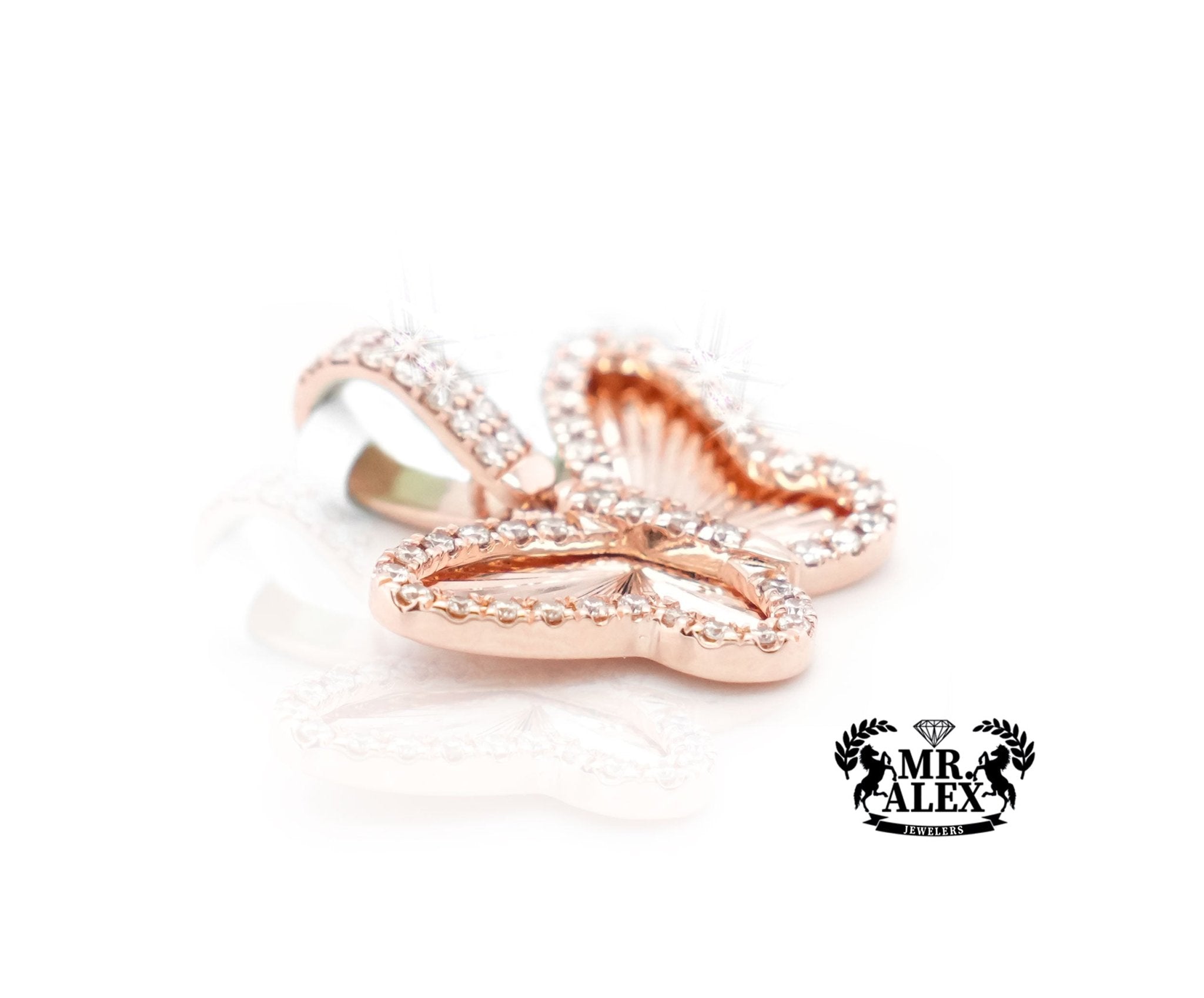 14K Butterfly Whispers Diamond Pendant 0.45ct - Mr. Alex Jewelry