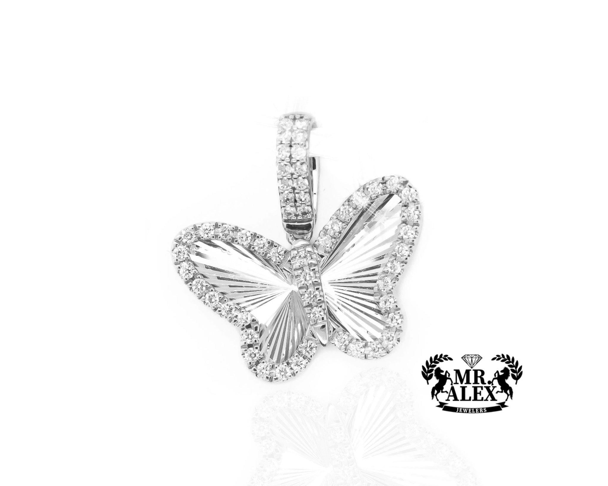14K Butterfly Whispers Diamond Pendant 0.45ct - Mr. Alex Jewelry