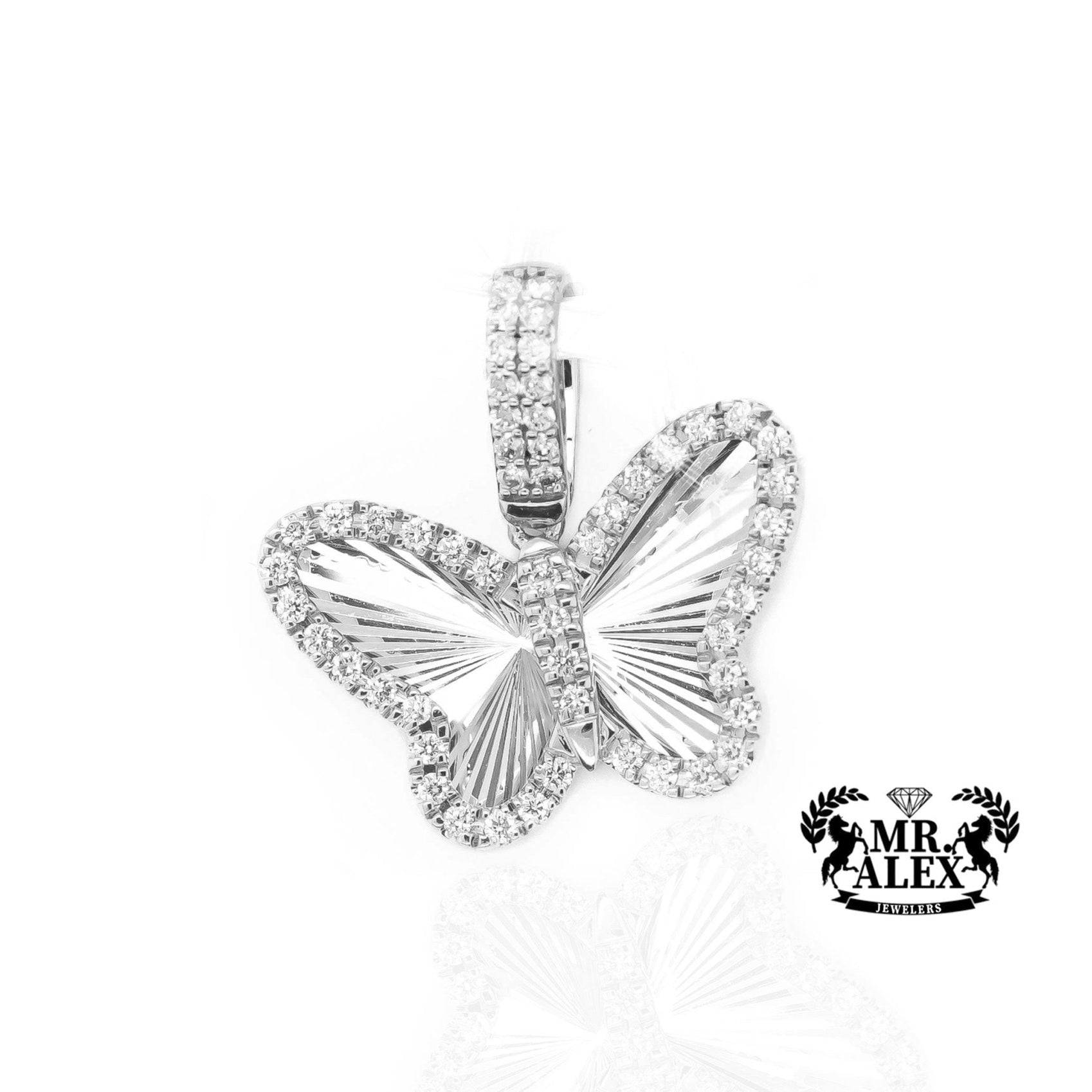 14K Butterfly Whispers Diamond Pendant 0.45ct - Mr. Alex Jewelry