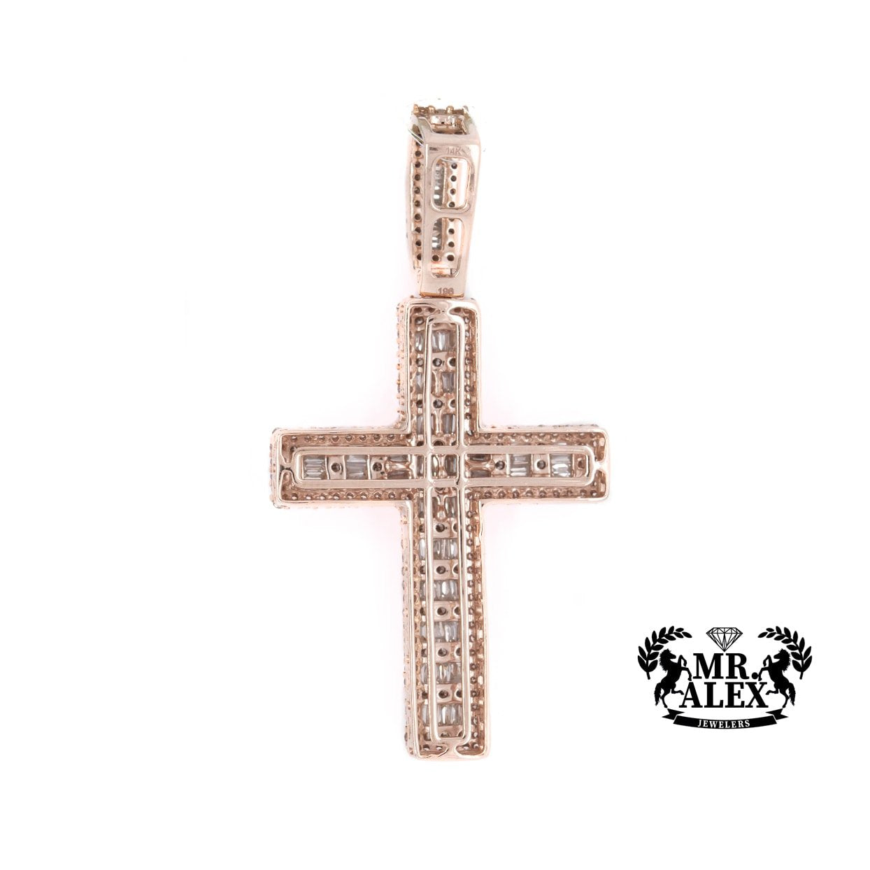 14K Cross Baguette Diamond Pendant 2.40ct - Mr. Alex Jewelry
