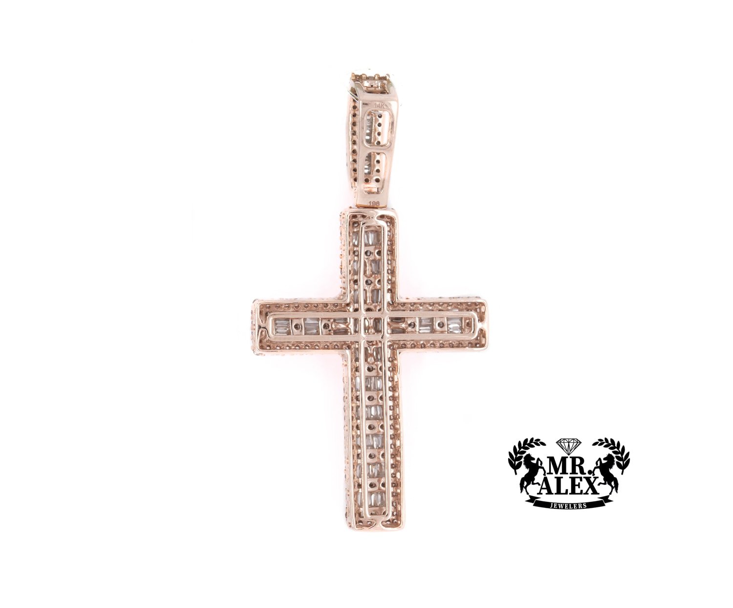 14K Cross Baguette Diamond Pendant 2.40ct - Mr. Alex Jewelry