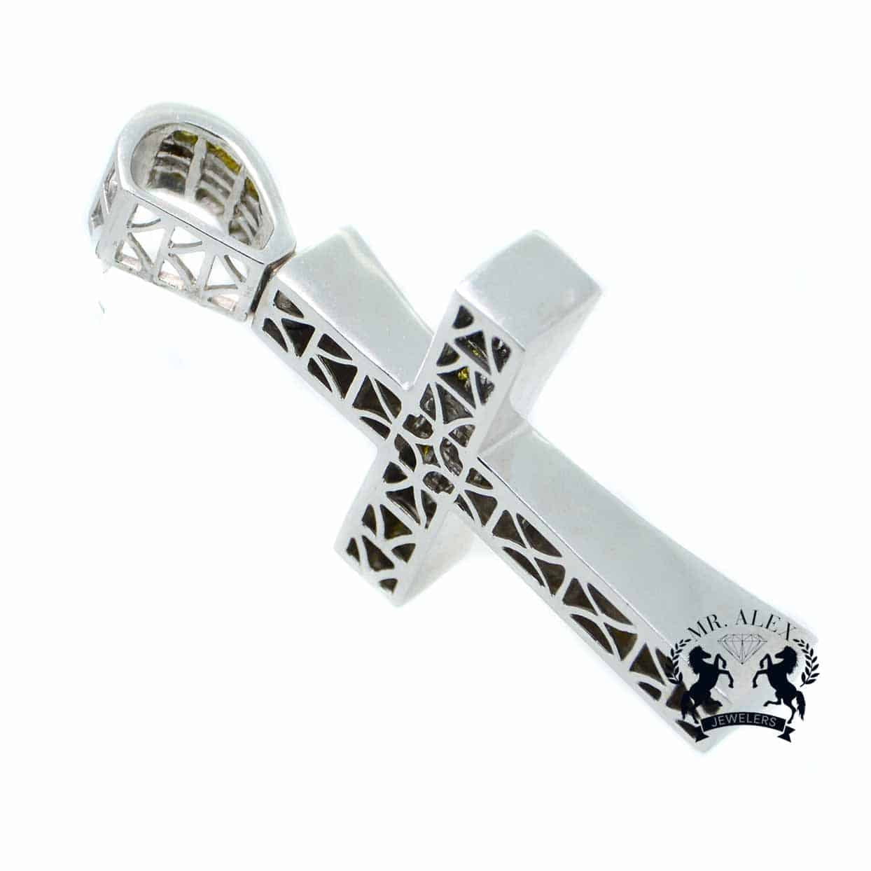 14K Cross Diamond Pendant 8.00ct White Gold - Mr. Alex Jewelry