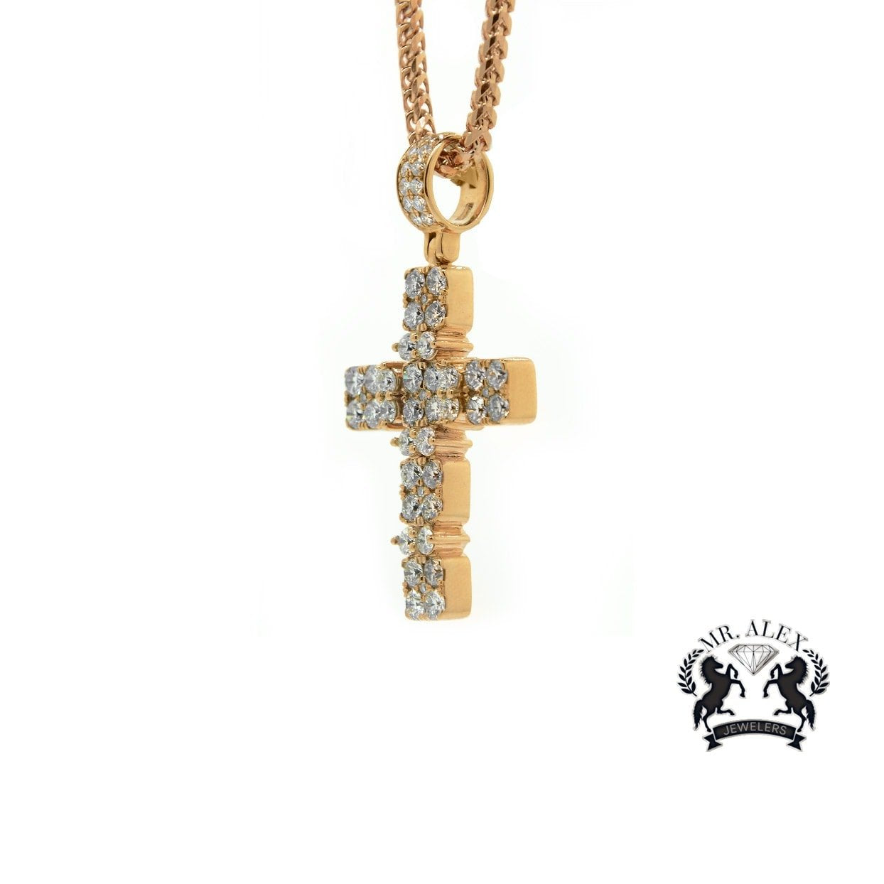 14K Cross Pendant 3.65ct Rose Gold - Mr. Alex Jewelry