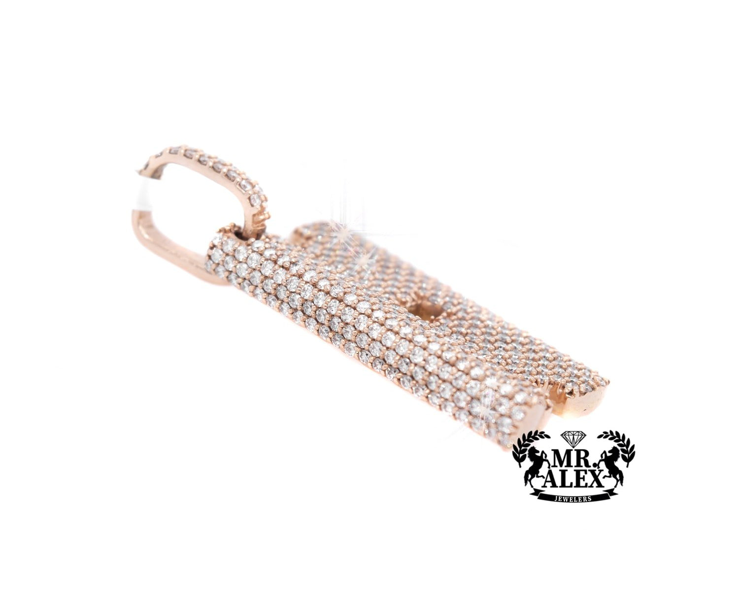 14K Custom Diamond Charm Blade Pendant 3.36ct - Mr. Alex Jewelry