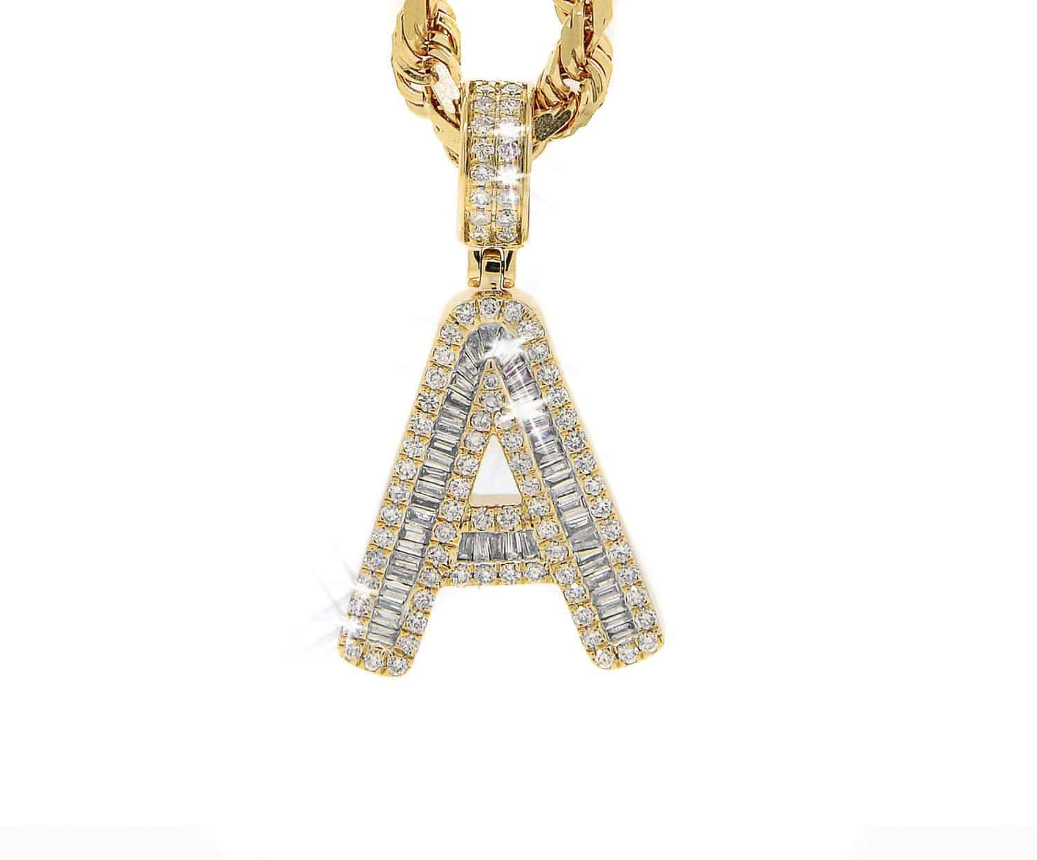14K Custom Diamond Letter Charm 2.0CT - Mr. Alex Jewelry
