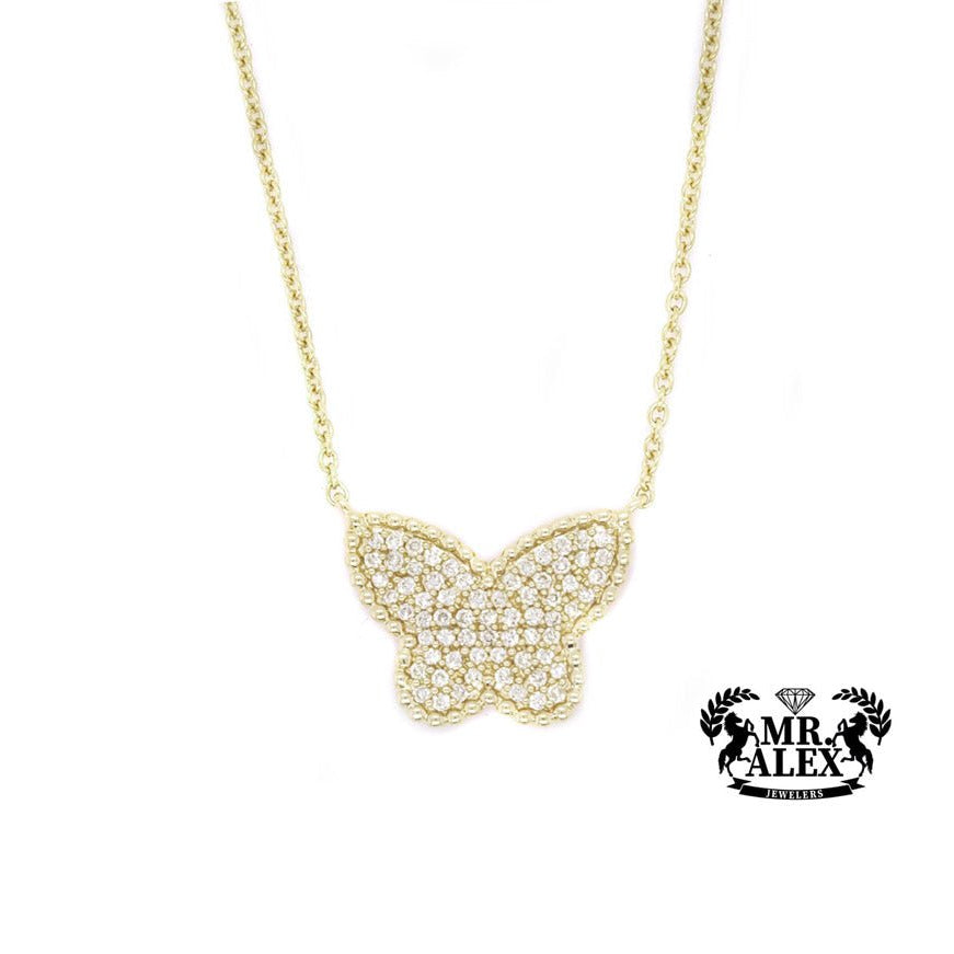 14K Delicate Butterfly Diamond Necklace 0.35ct - Mr. Alex Jewelry