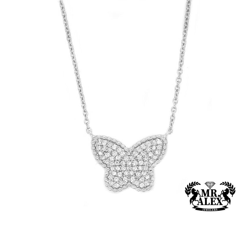 14K Delicate Butterfly Diamond Necklace 0.35ct - Mr. Alex Jewelry