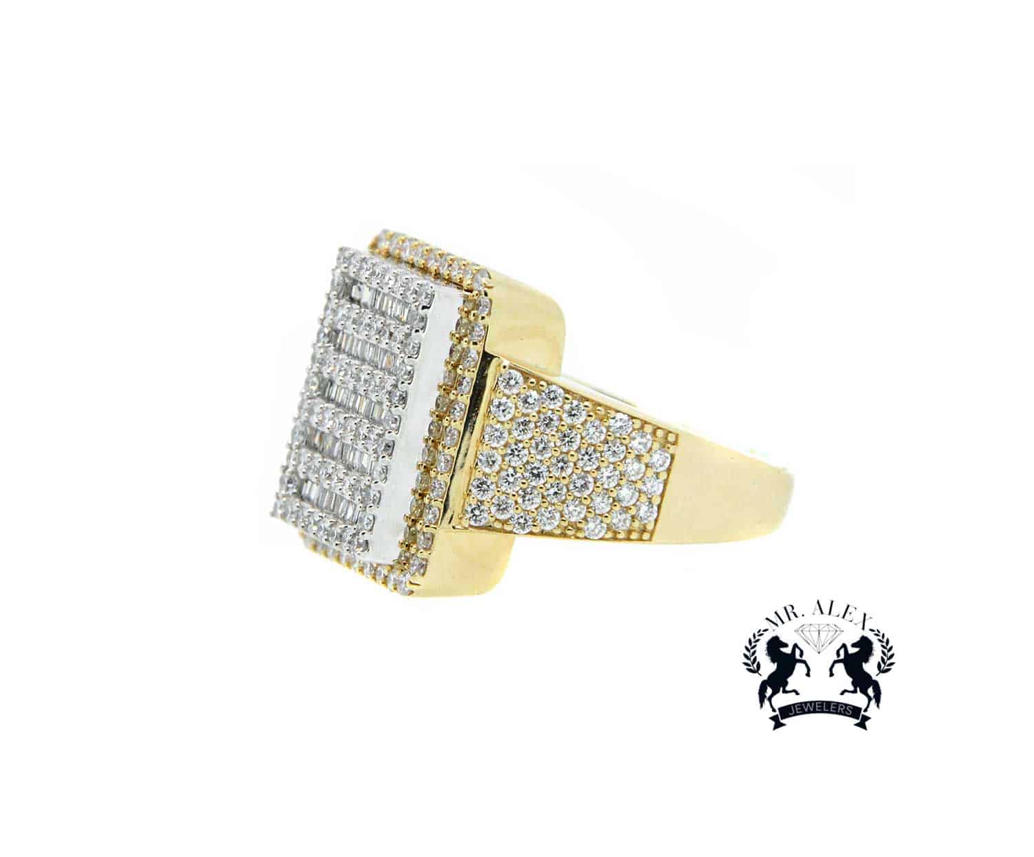 14K Diamond 3D Square Diamond Ring 2.40ct - Mr. Alex Jewelry