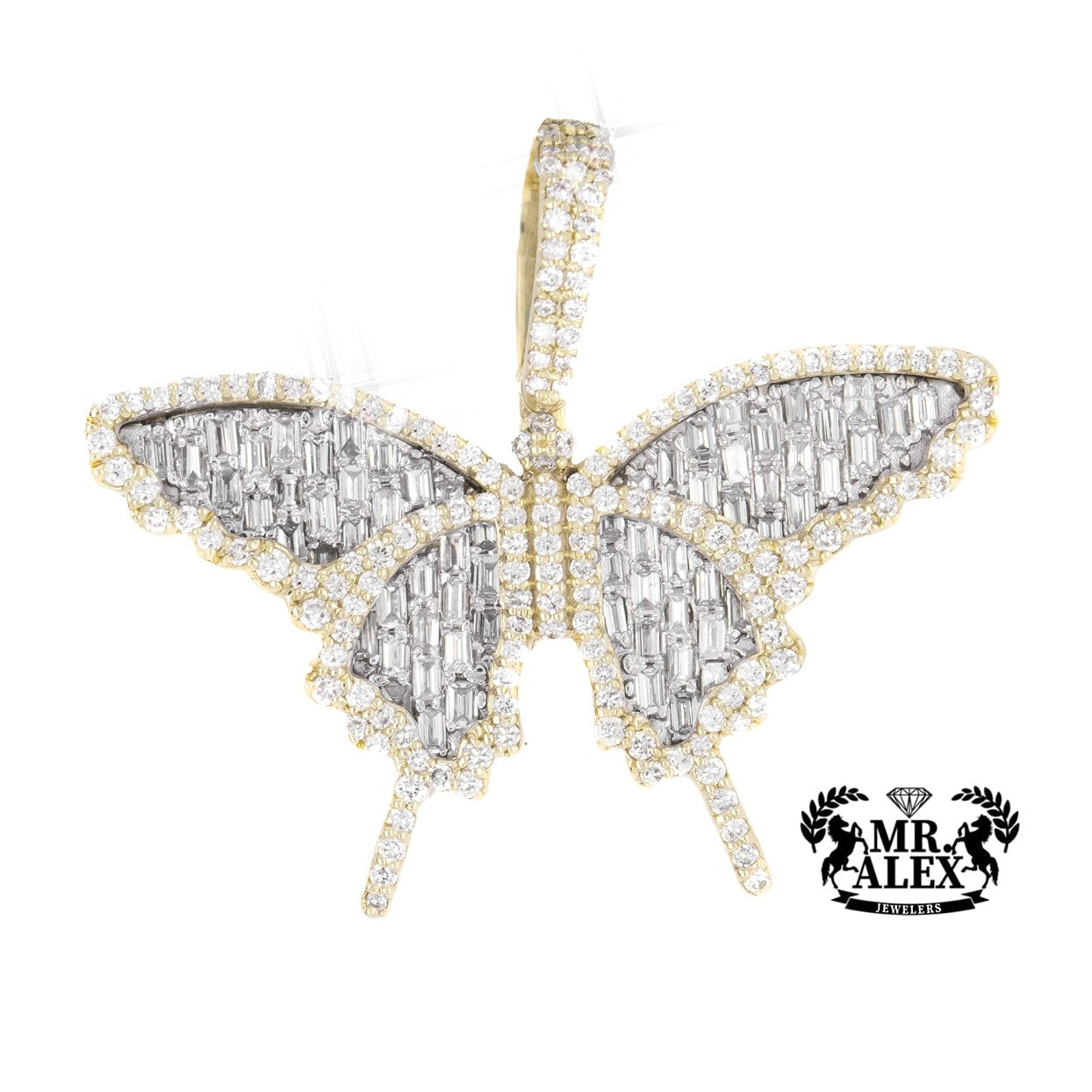 14K Diamond Butterfly Pendant 1.21ct Yellow Gold - Mr. Alex Jewelry