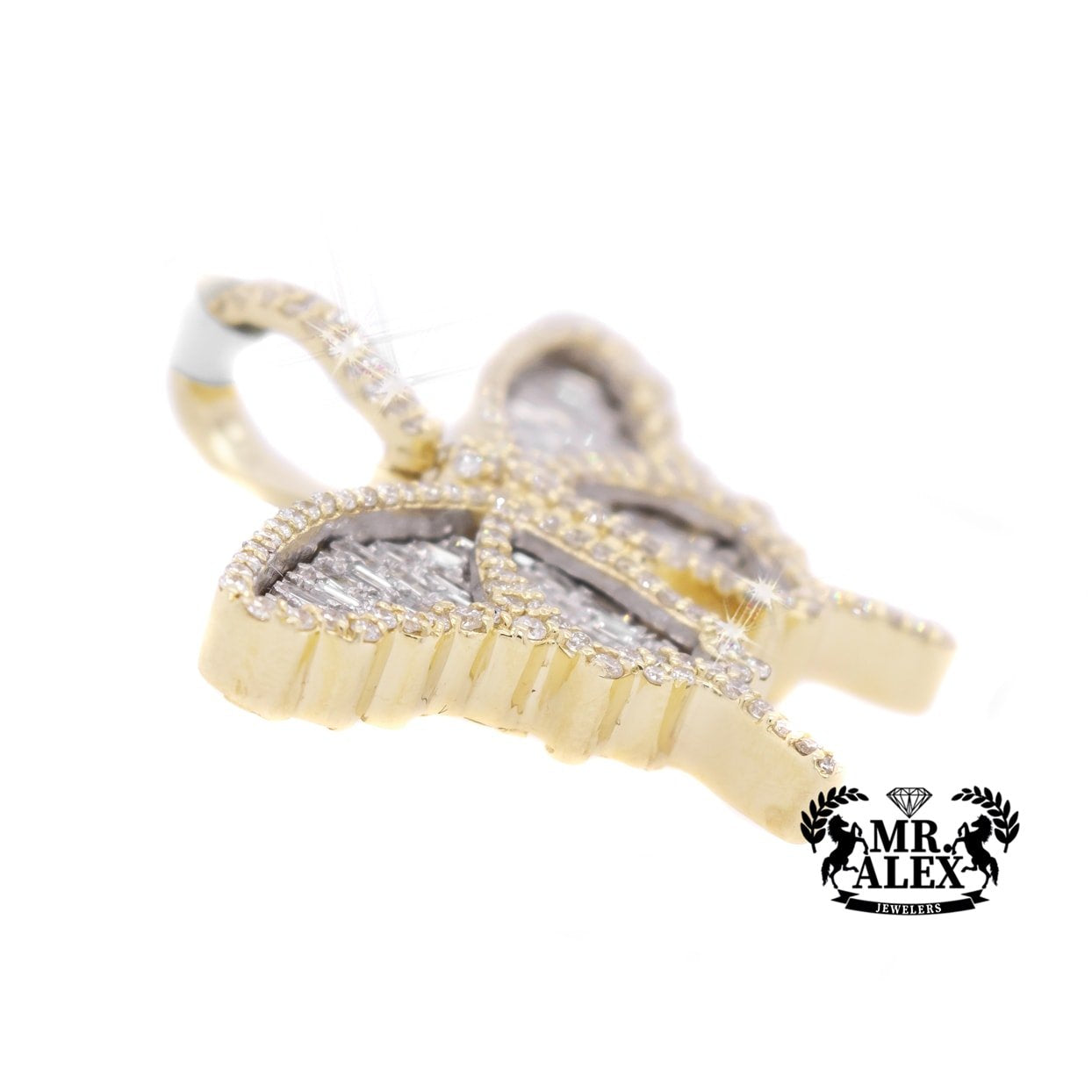 14K Diamond Butterfly Pendant 1.21ct Yellow Gold - Mr. Alex Jewelry
