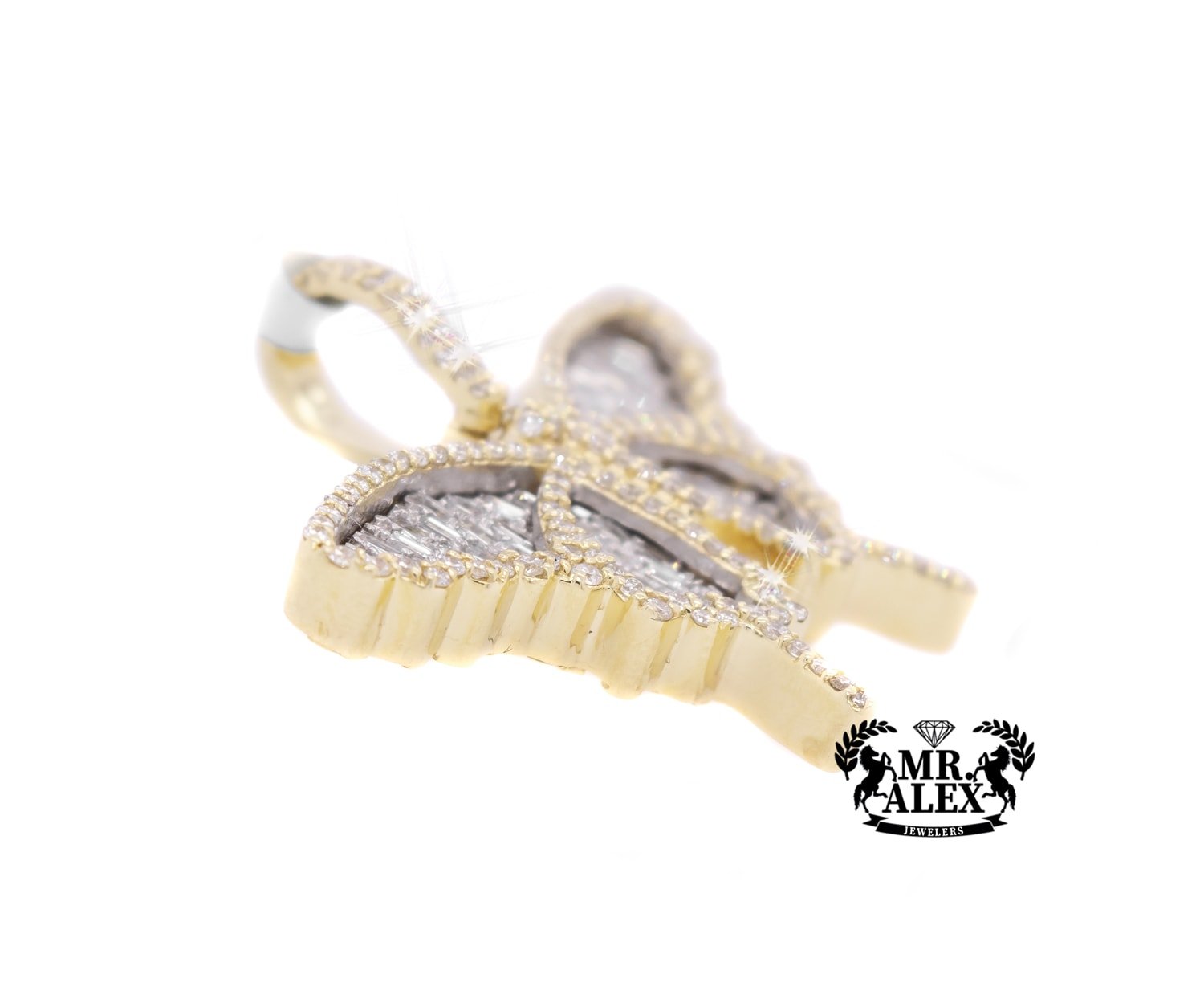 14K Diamond Butterfly Pendant 1.21ct Yellow Gold - Mr. Alex Jewelry