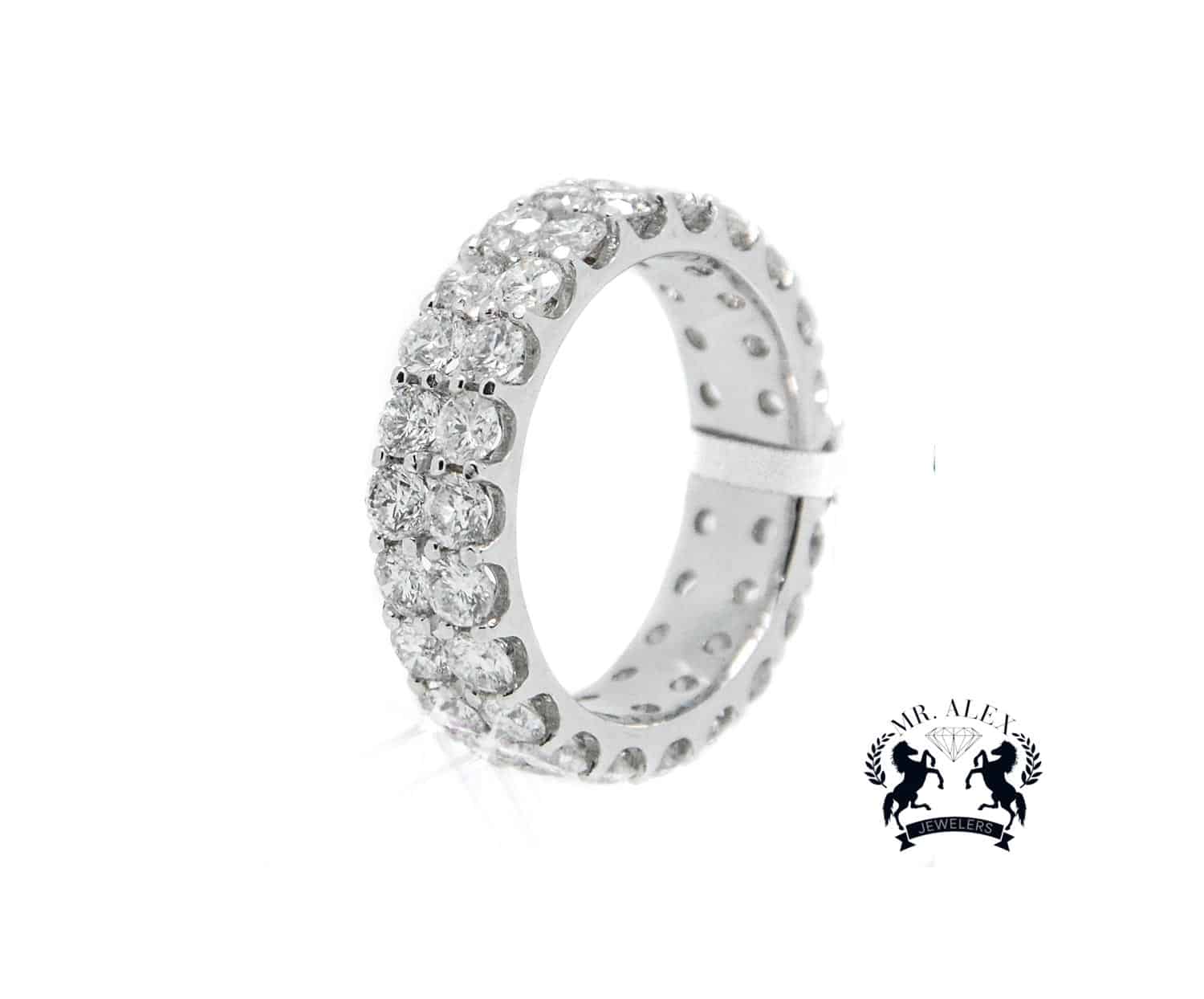 14K Diamond Ring 2 Row 6.20ct - Mr. Alex Jewelry