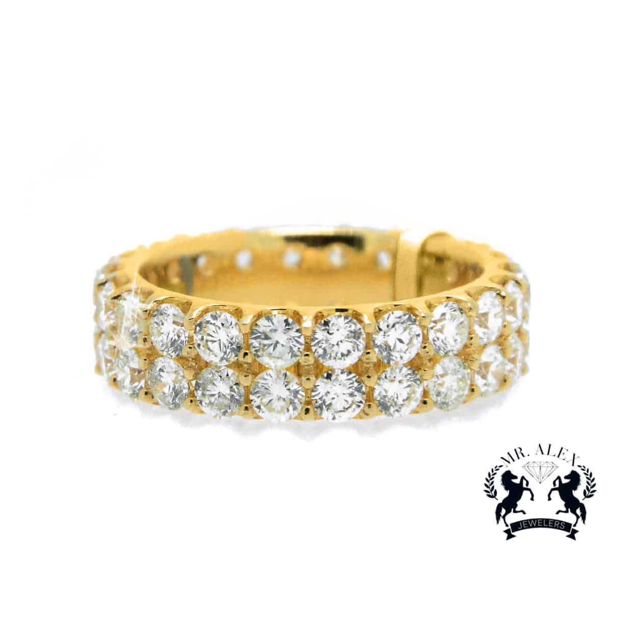 14K Diamond Ring 2 Row 6.20ct Yellow Gold - Mr. Alex Jewelry