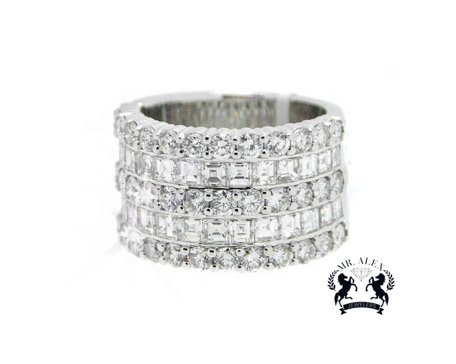 14K Diamond Ring 5 Rows 7.0ct - Rings | Mr. Alex Jewelry