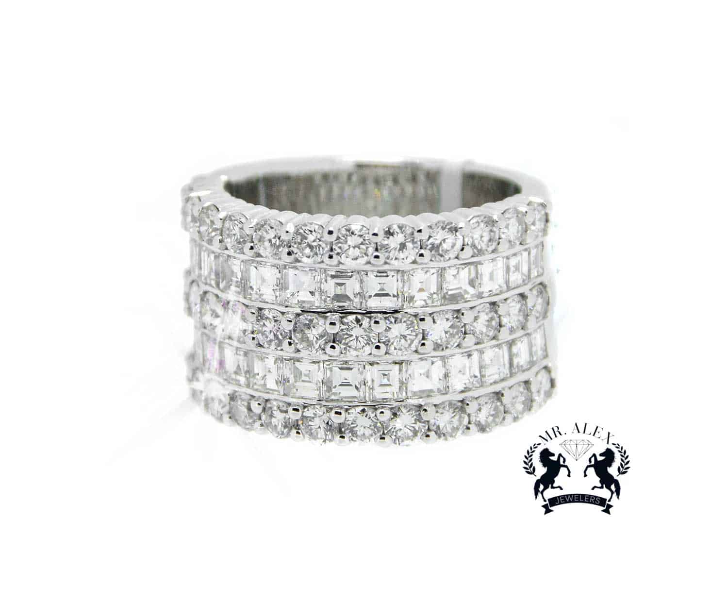 14K Diamond Ring 5 Rows 7.0ct - Mr. Alex Jewelry