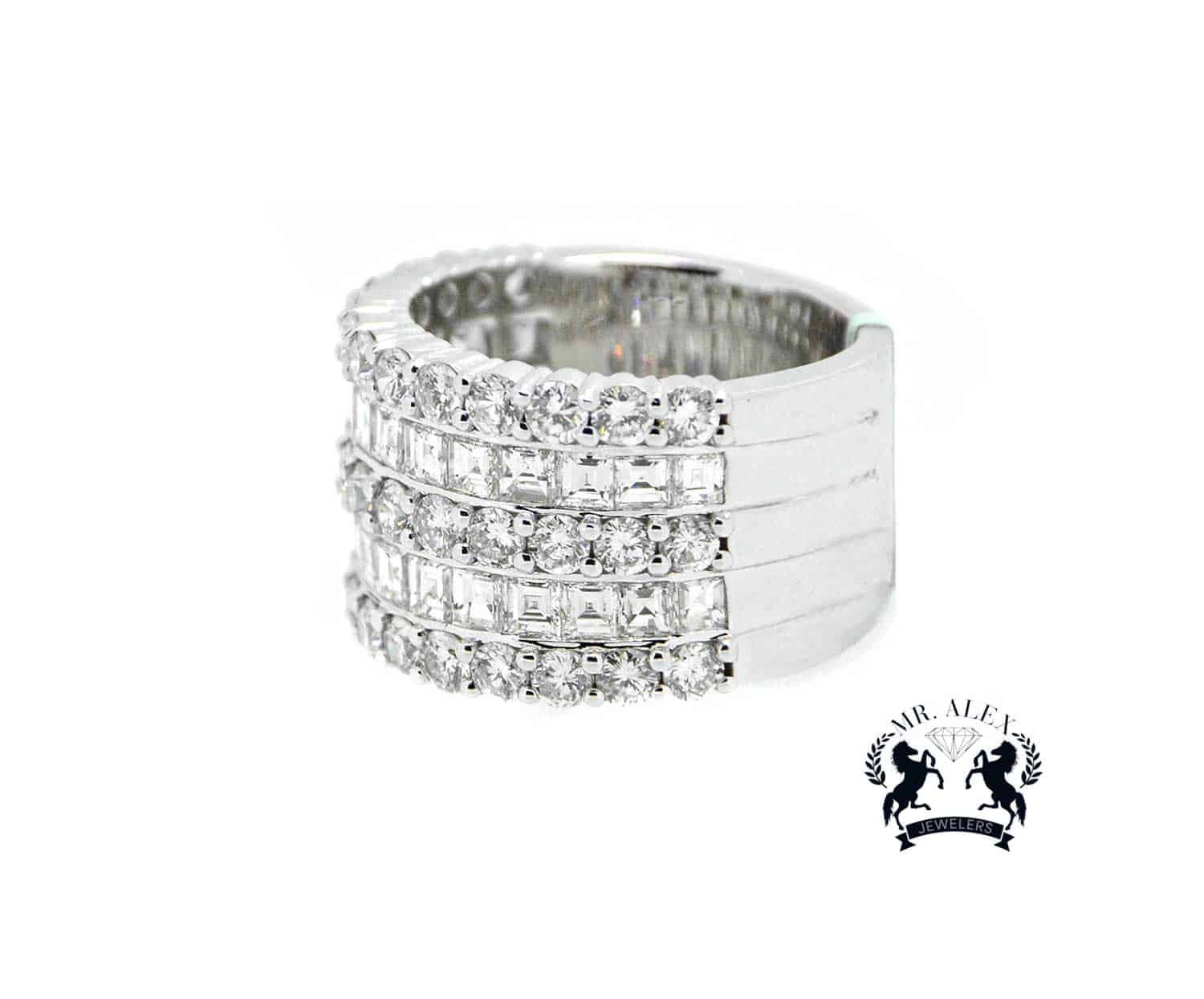 14K Diamond Ring 5 Rows 7.0ct - Mr. Alex Jewelry