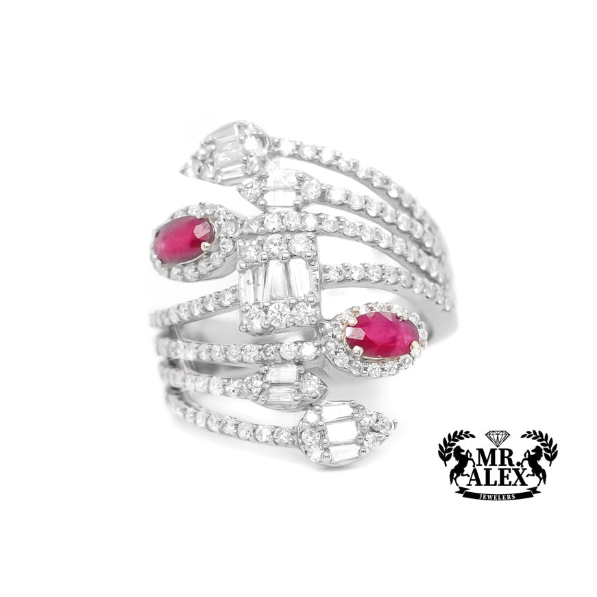 14k Diamond Ring Featuring Twigs and Leaf Tip 1.35ct - Mr. Alex Jewelry
