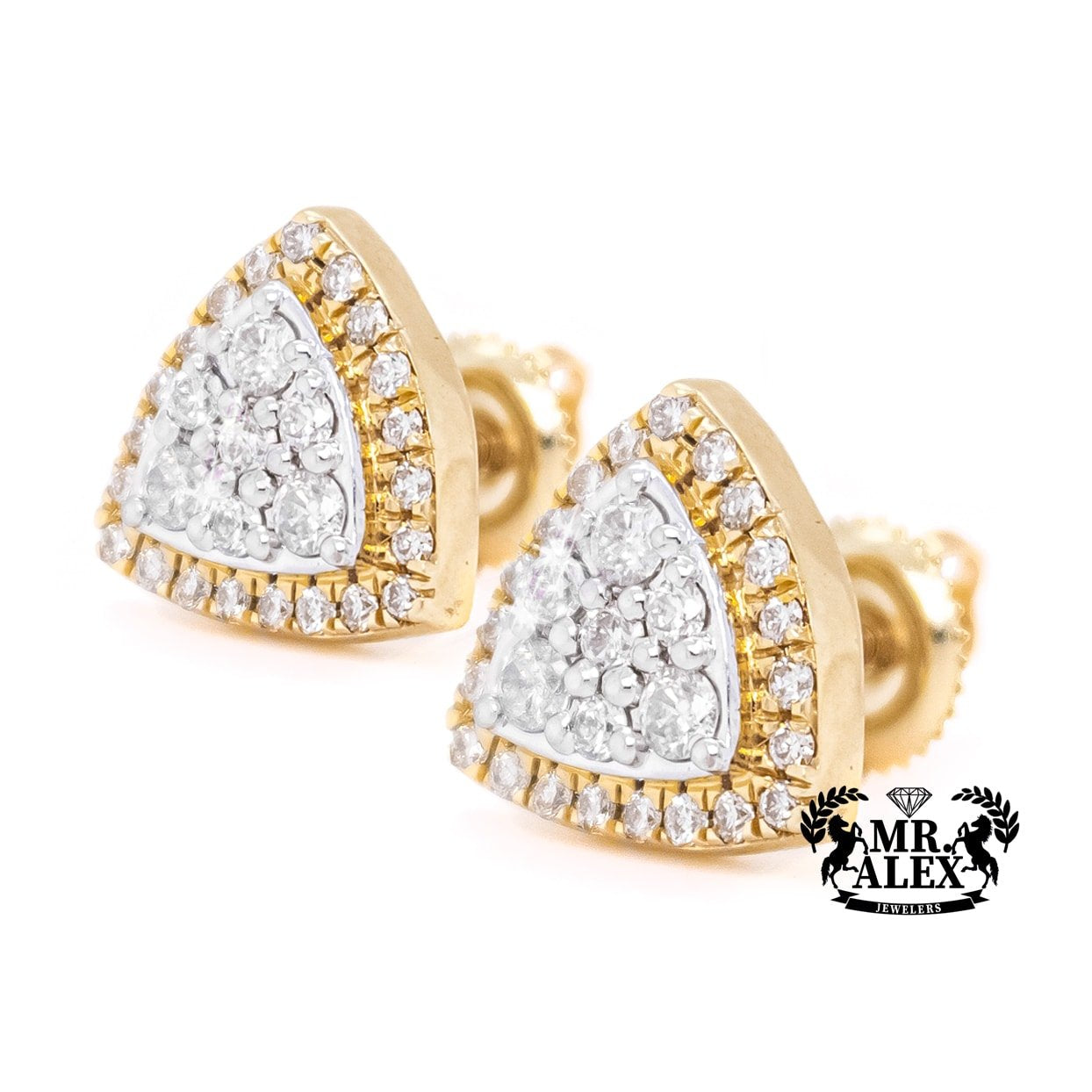 14K Diamond Triangle Stud Earrings 0.75CT - Mr. Alex Jewelry