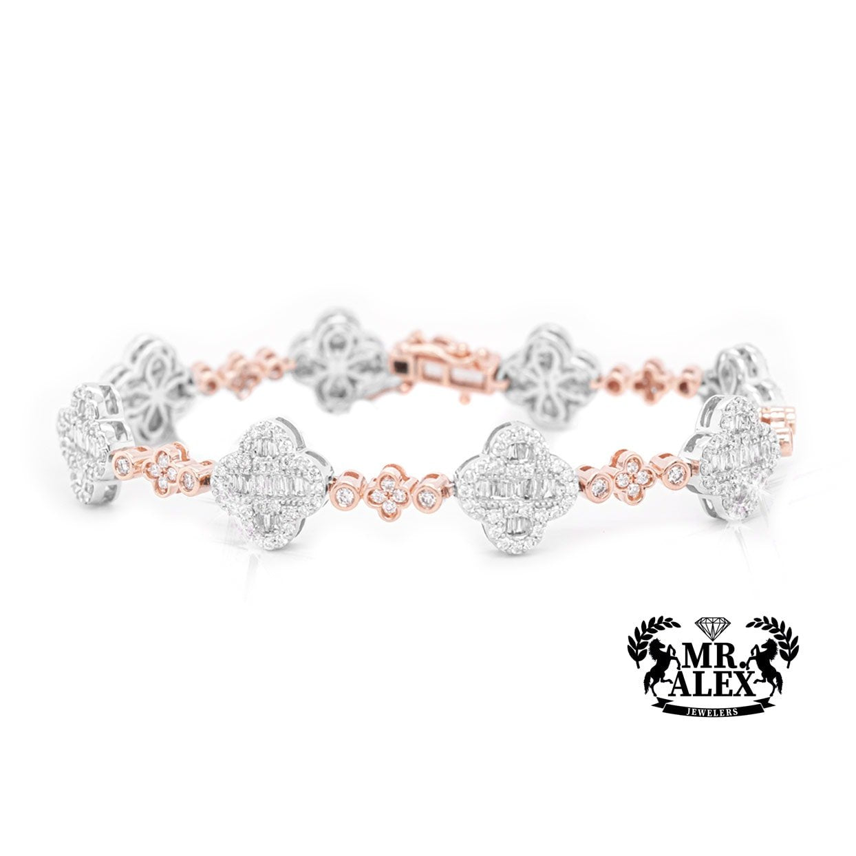 14K Diamonds Clovers Tennis Bracelet 3.50ct - Mr. Alex Jewelry