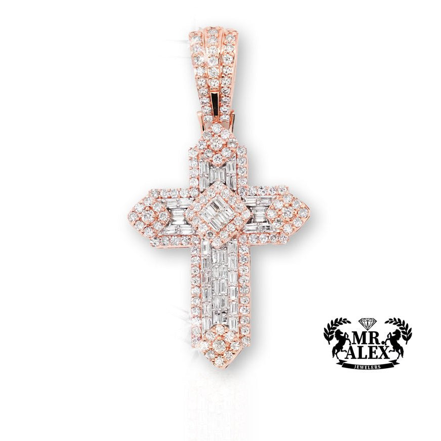 14k Divine Radiance Diamond Cross Pendant 4.25ct - Mr. Alex Jewelry