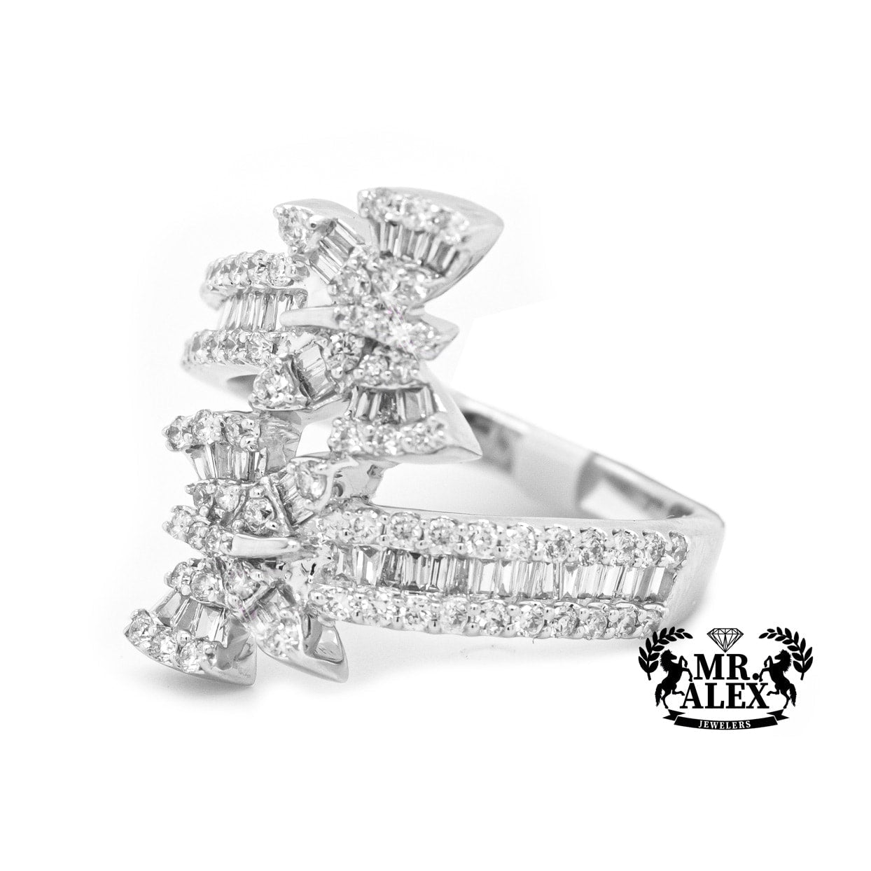 14k Double Butterfly Diamond Ring 1.00ct - Mr. Alex Jewelry
