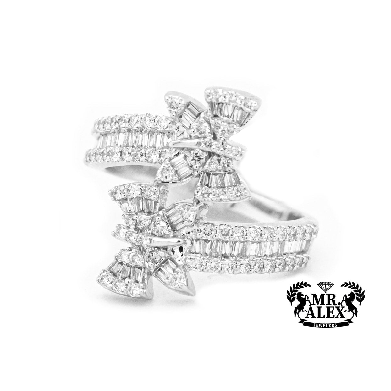 14k Double Butterfly Diamond Ring 1.00ct - Mr. Alex Jewelry