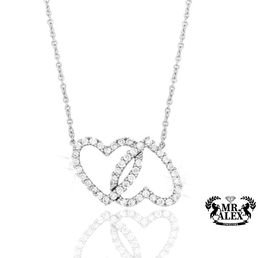 14K Double Heart Charm with Necklace included 0.60CT - Mr. Alex Jewelry
