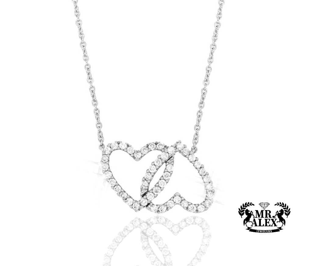 14K Double Heart Charm with Necklace included 0.60CT - Mr. Alex Jewelry