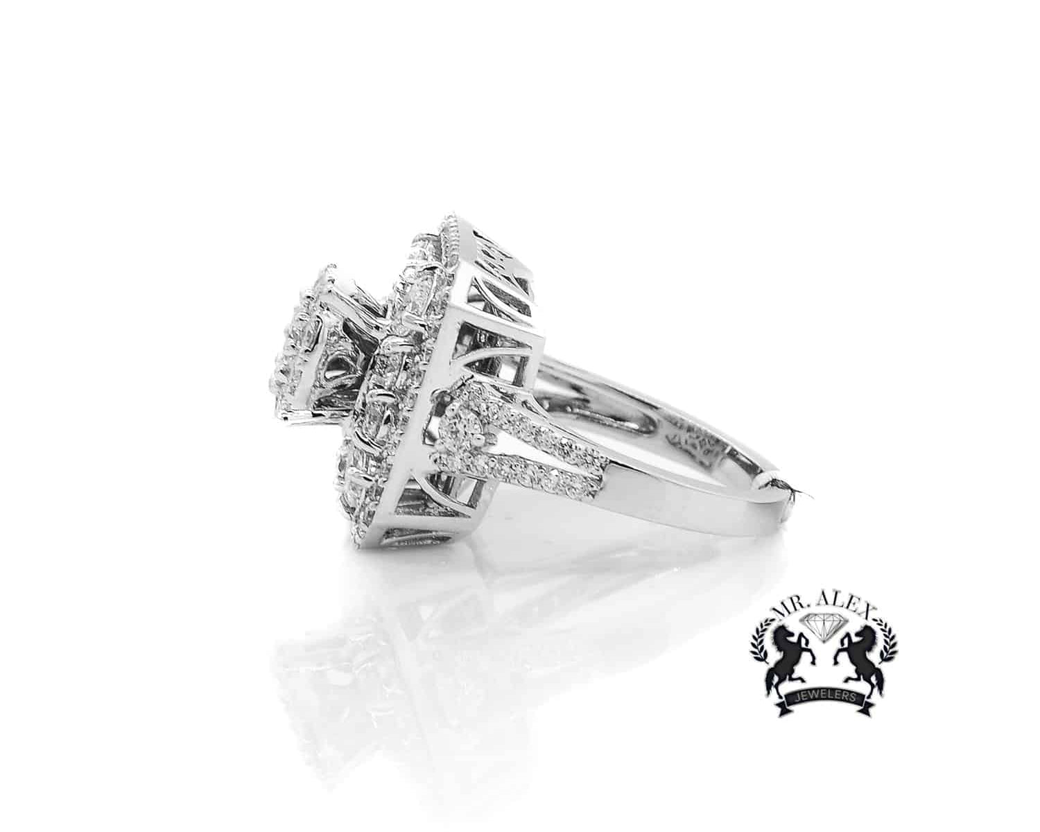 14K Double Square Diamond Ring 3.19ct - Mr. Alex Jewelry
