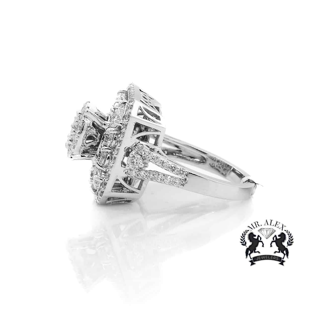 14K Double Square Diamond Ring 3.19ct - Mr. Alex Jewelry
