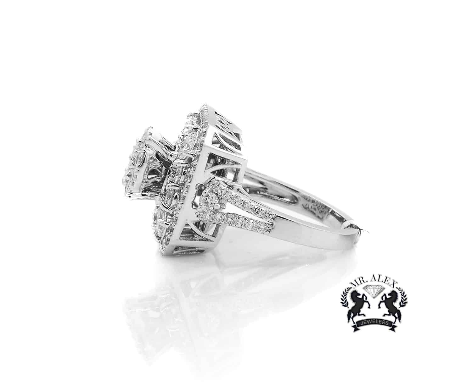 14K Double Square Diamond Ring 3.19ct - Mr. Alex Jewelry