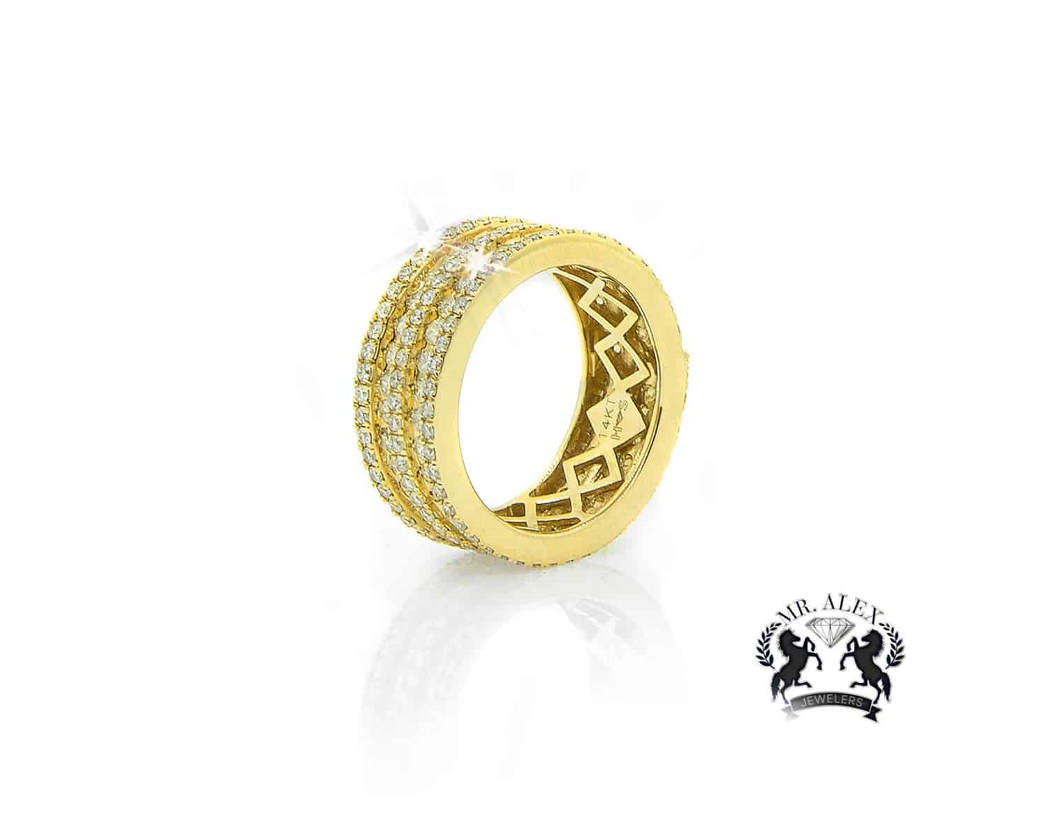 14K Five Row Diamond Ring 3.50ct - Mr. Alex Jewelry