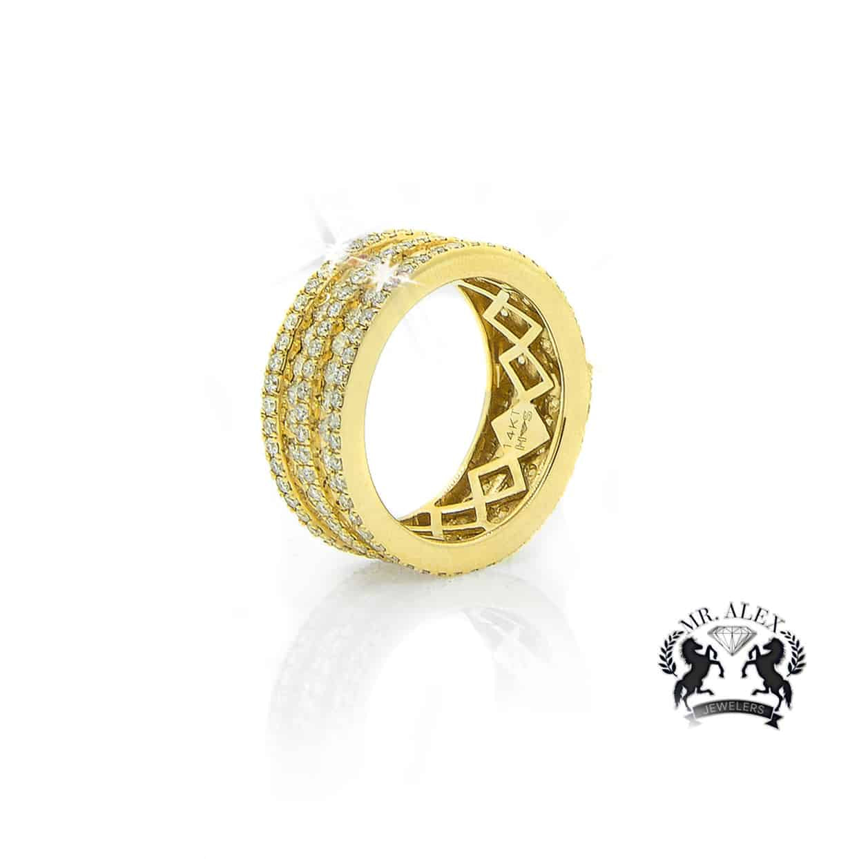 14K Five Row Diamond Ring 3.50ct - Mr. Alex Jewelry