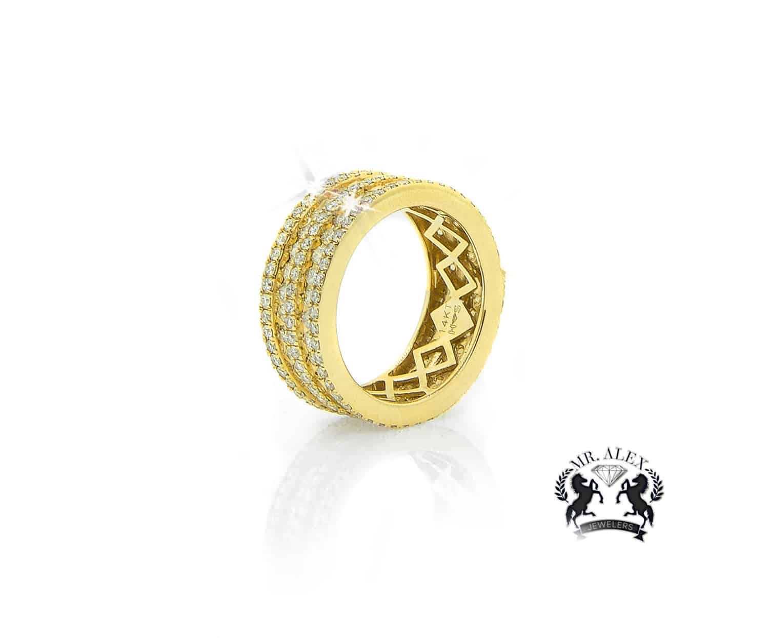 14K Five Row Diamond Ring 3.50ct - Mr. Alex Jewelry