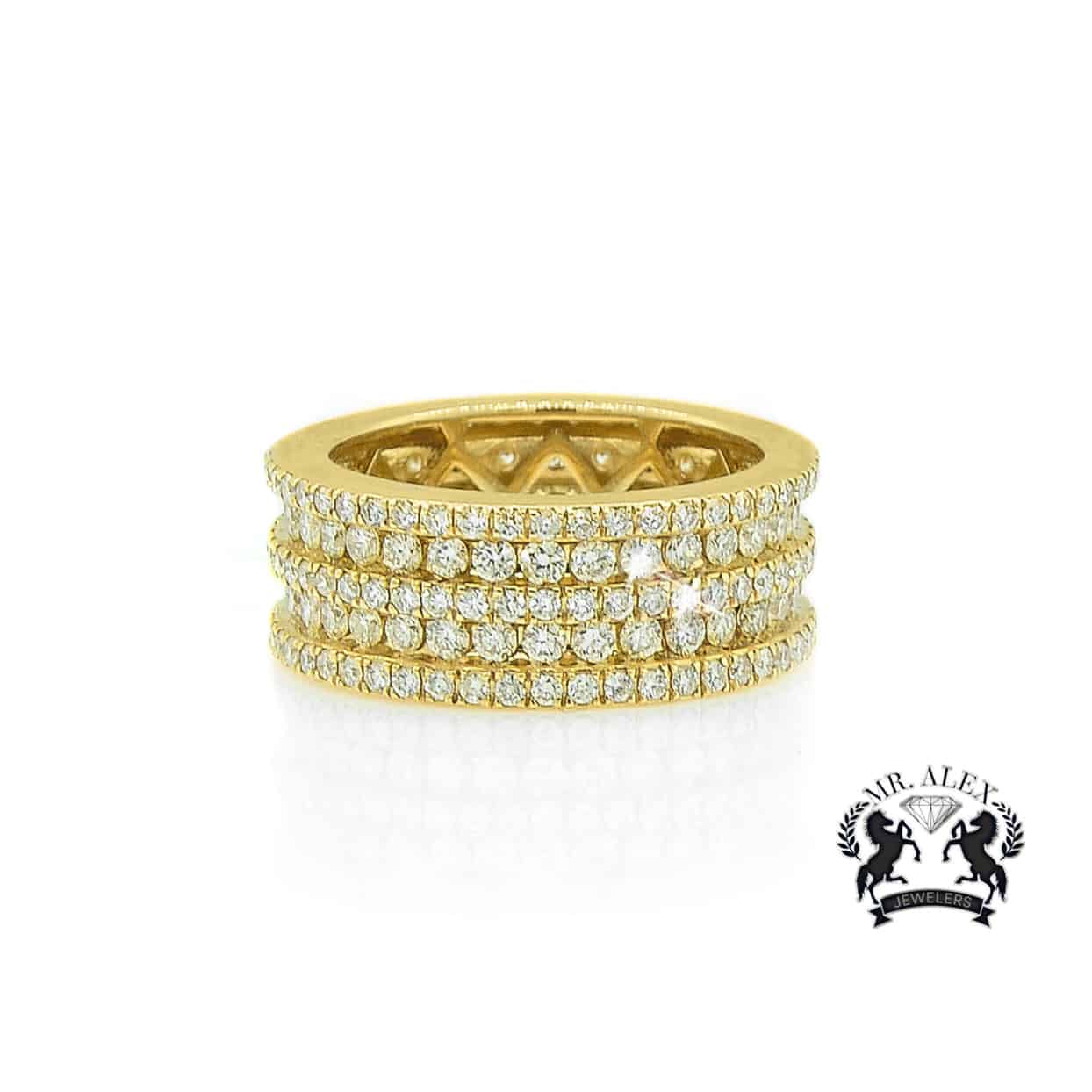 14K Five Row Diamond Ring 3.50ct - Mr. Alex Jewelry