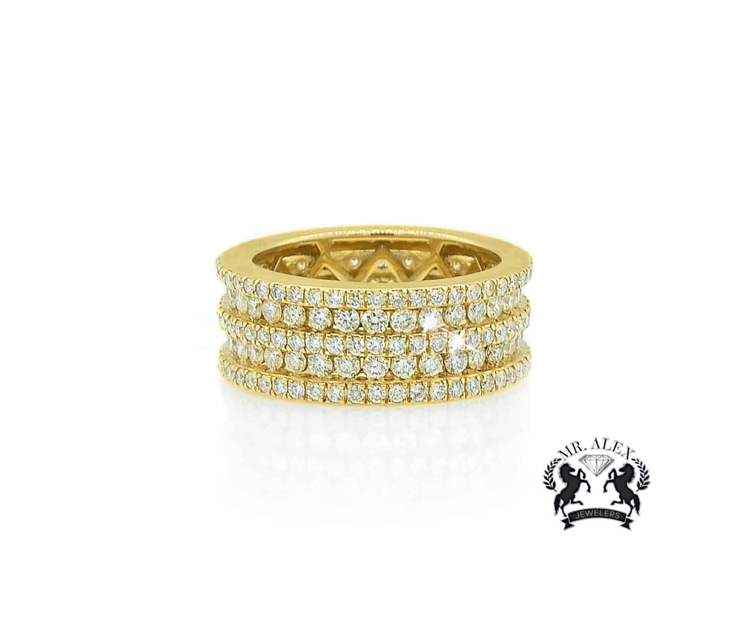 14K Five Row Diamond Ring 3.50ct - Mr. Alex Jewelry