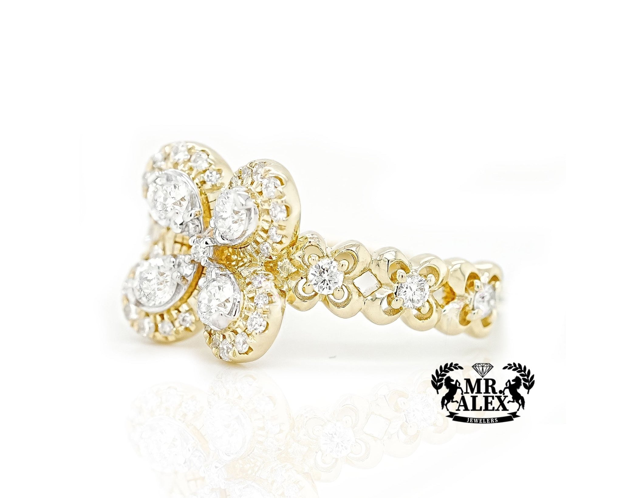 14k Floral Brilliance Diamond Ring 0.80ct - Mr. Alex Jewelry