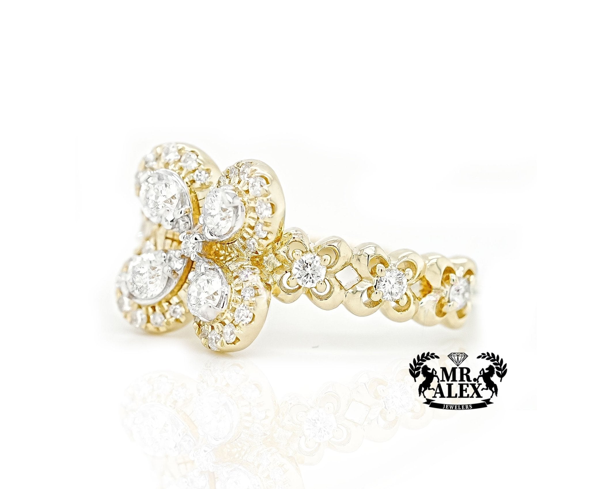 14k Floral Brilliance Diamond Ring 0.80ct - Mr. Alex Jewelry
