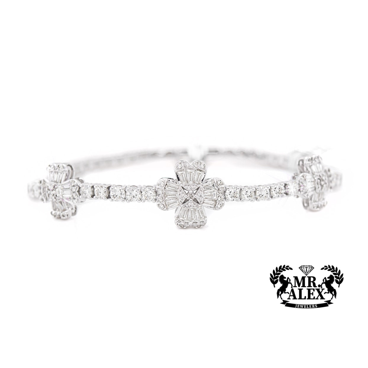 14K Flower Diamond Bracelet 5.25ct - Mr. Alex Jewelry