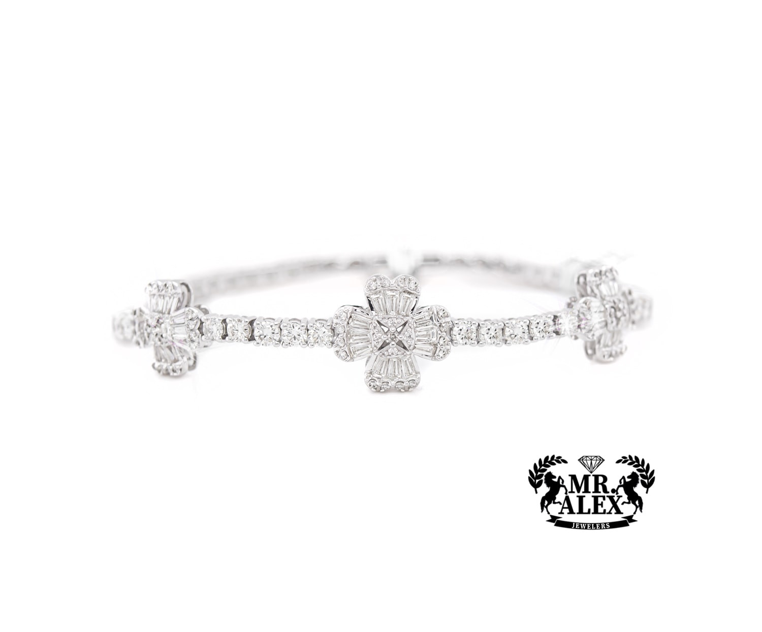 14K Flower Diamond Bracelet 5.25ct - Mr. Alex Jewelry