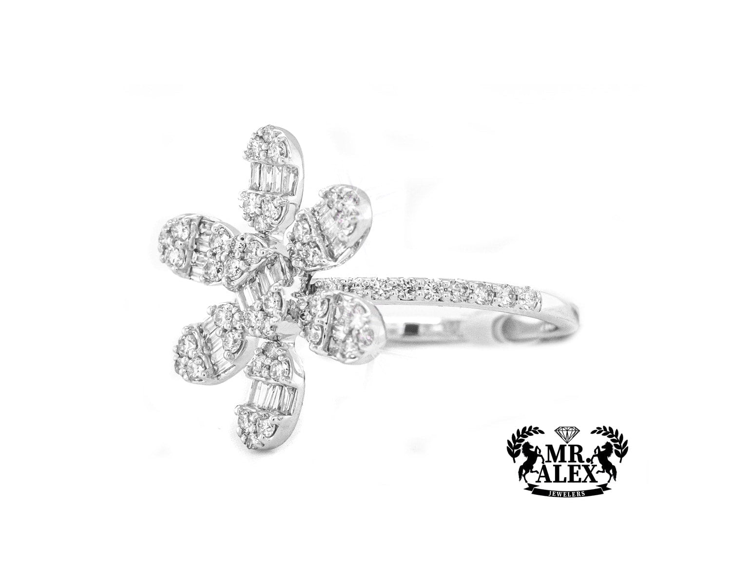 14K Flower Diamond Ring 0.90ct - Mr. Alex Jewelry